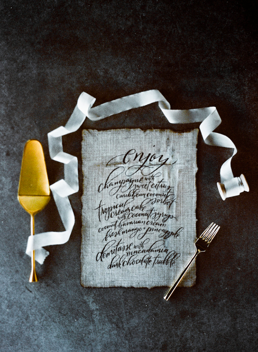 Calligraphed menu