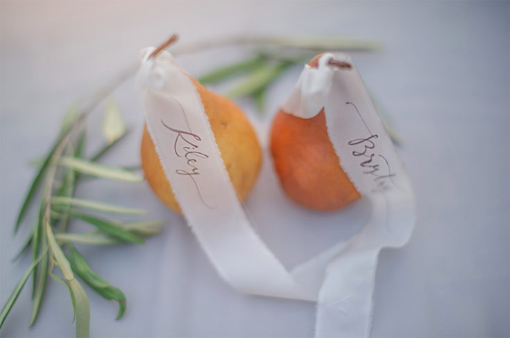 pear place cards Ezer Calligraphy & Design