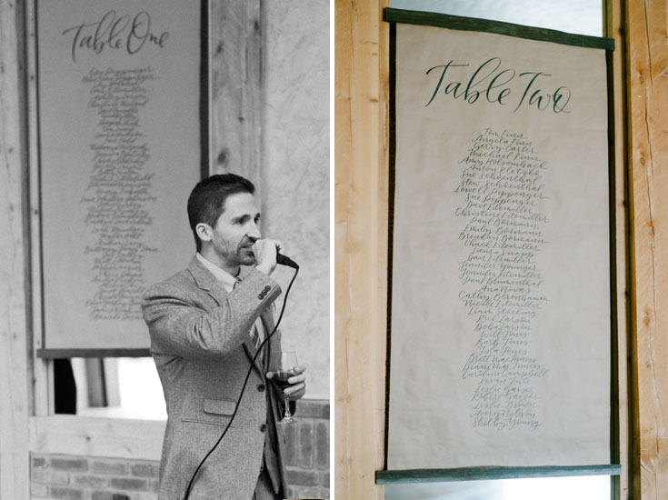 Hand lettered seating chart scrolls by Taryn Eklund Ink | A Vintage Affair Events | Connie Whitlock Photography