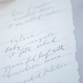 calligraphed menu | Taryn Eklund Ink | photo by Shannon Von Eschen Photography