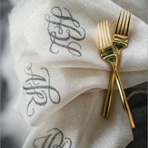 custom monogrammed napkins | Taryn Eklund Ink | Carrie King Photographer