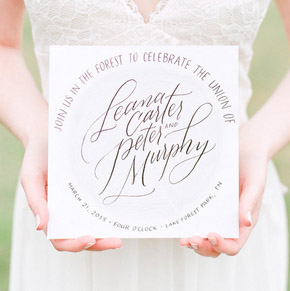 handlettered calligraphy wedding invitation | Taryn Eklund Ink | Photo by Connie Whitlock Photography