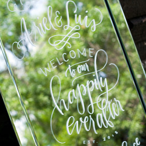 Welcome to our Happily Ever After | hand lettered wedding welcome sign | Taryn Eklund Ink