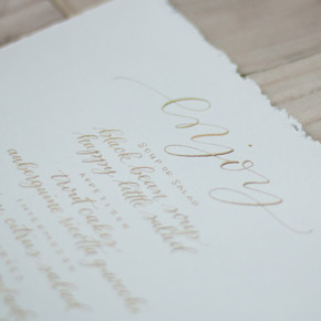 gold calligraphy menu | Taryn Eklund Ink