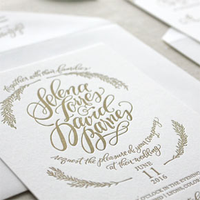 Hand lettered wedding invitation suite | Taryn Eklund Ink | Chatham & Caron Letterpress