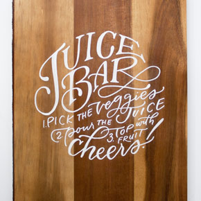 hand lettered juice bar instructions | Taryn Eklund Ink | Carrie King Photography